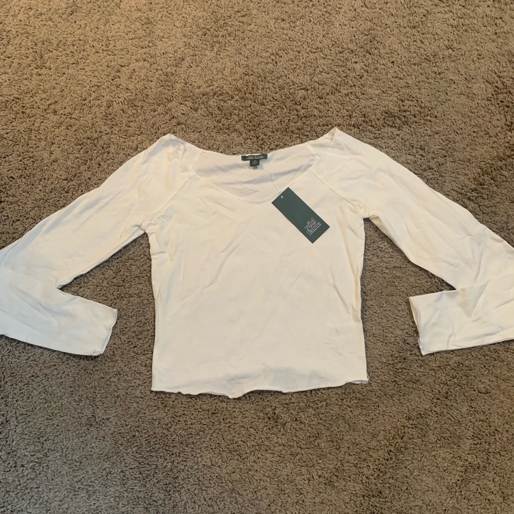NWT Wild Fable White Crop Ling Sleeve Top XS